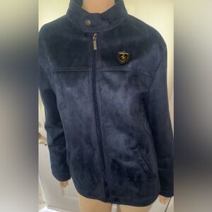 Italian velvet-like winter/fall dark blue jacket